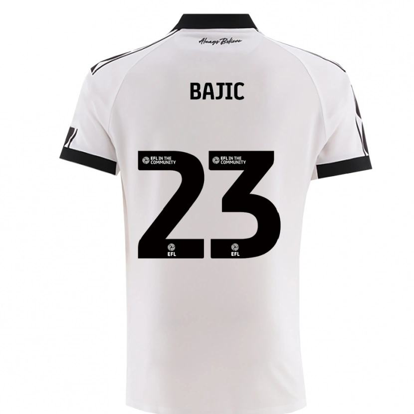 Danxen Homem Camisola Stefan Bajic #23 Branco Preto Alternativa 2025/26 Camisa