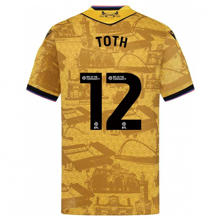 Danxen Homem Camisola Balázs Tóth #12 Dourado Preto Alternativa 2025/26 Camisa