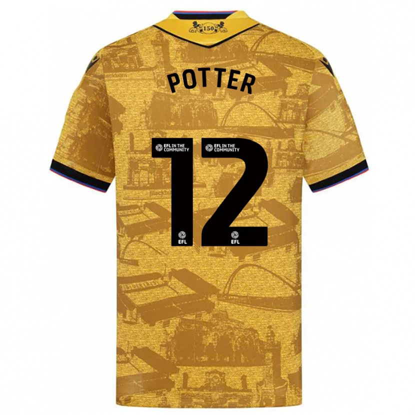 Danxen Homem Camisola Aaron Potter #12 Dourado Preto Alternativa 2025/26 Camisa