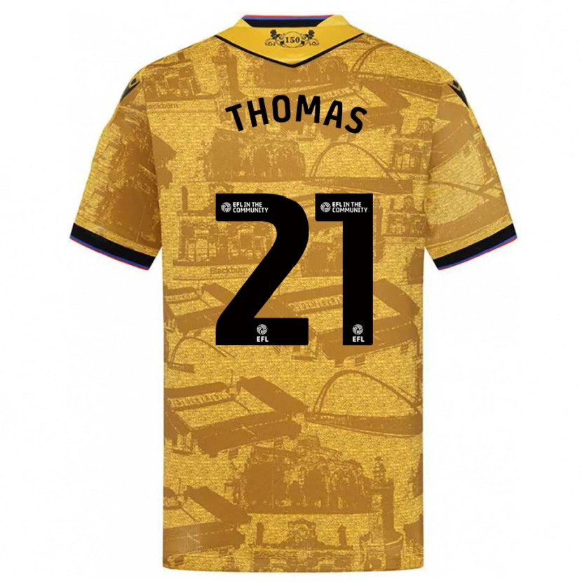 Danxen Homem Camisola Lauren Thomas #21 Dourado Preto Alternativa 2025/26 Camisa