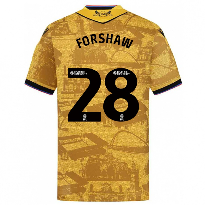 Danxen Homem Camisola Adam Forshaw #28 Dourado Preto Alternativa 2025/26 Camisa