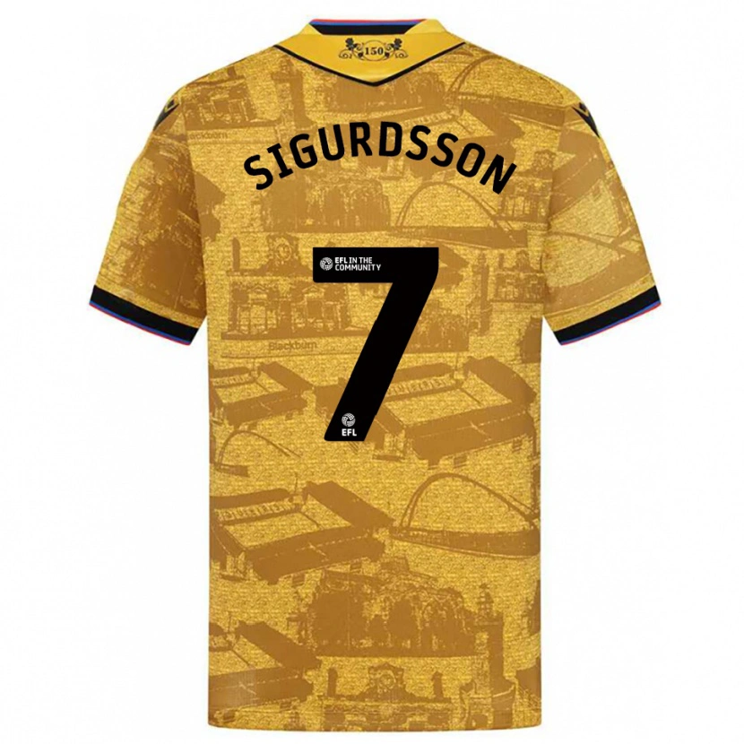 Danxen Homem Camisola Arnór Sigurdsson #7 Dourado Preto Alternativa 2025/26 Camisa