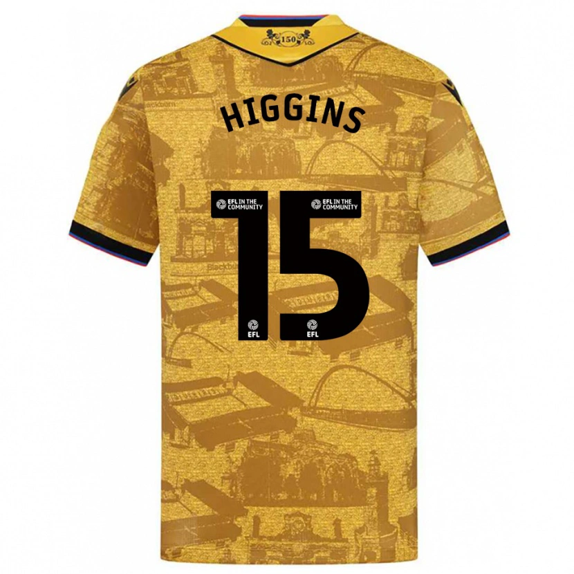 Danxen Homem Camisola Harvey Higgins #15 Dourado Preto Alternativa 2025/26 Camisa