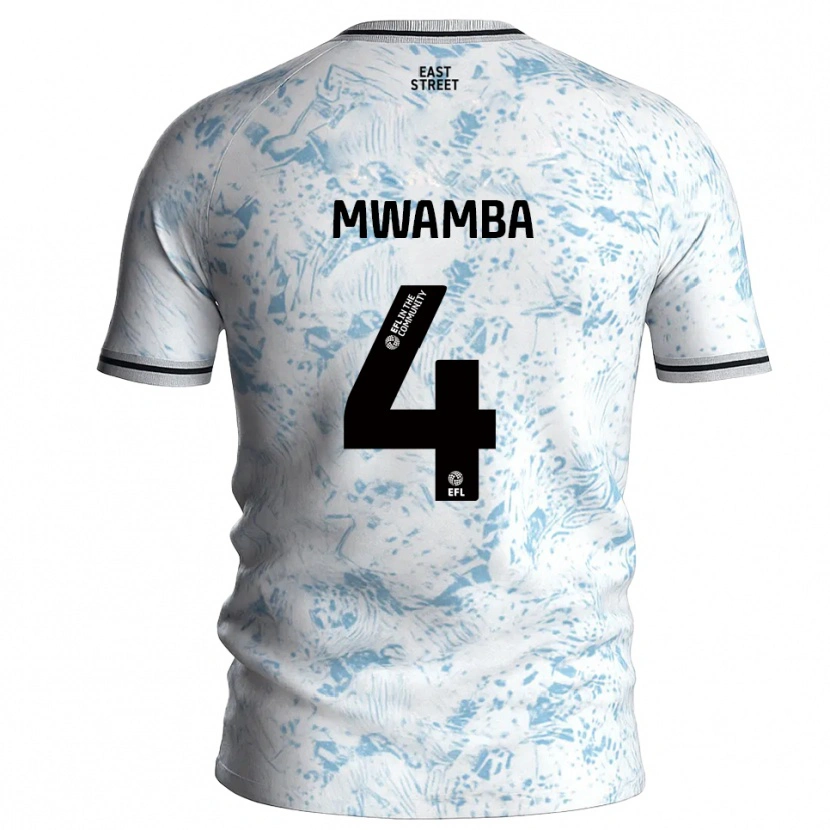Danxen Homem Camisola Alan Mwamba #4 Branco Azul Celeste Alternativa 2025/26 Camisa