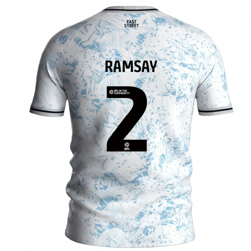 Danxen Homem Camisola Kayne Ramsay #2 Branco Azul Celeste Alternativa 2025/26 Camisa