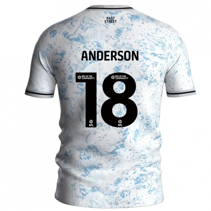 Danxen Homem Camisola Karoy Anderson #18 Branco Azul Celeste Alternativa 2025/26 Camisa