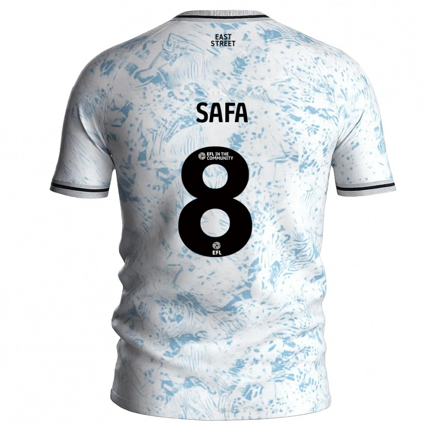 Danxen Homem Camisola Jacob Safa #8 Branco Azul Celeste Alternativa 2025/26 Camisa