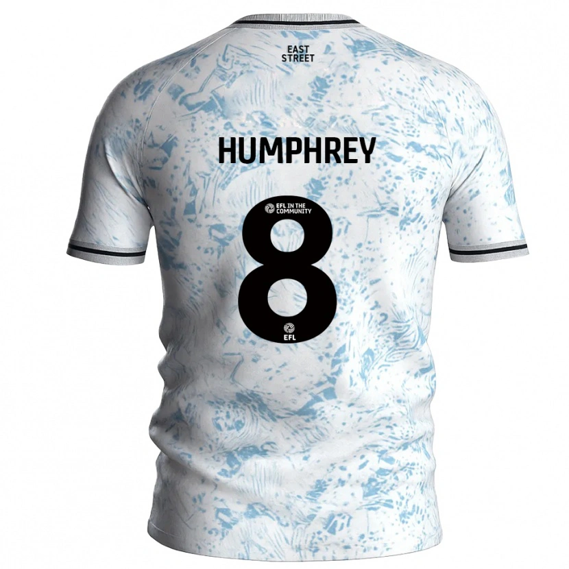 Danxen Homem Camisola Carla Humphrey #8 Branco Azul Celeste Alternativa 2025/26 Camisa