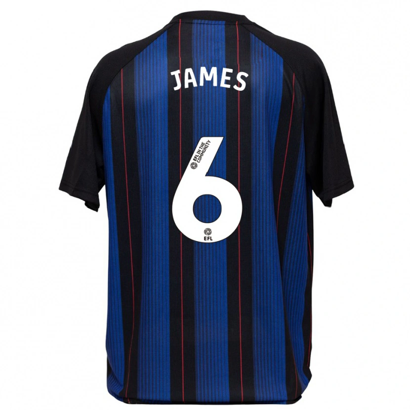 Danxen Homem Camisola Daniel James #6 Azul Preto Alternativa 2025/26 Camisa