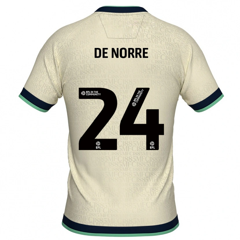 Danxen Homem Camisola Casper De Norre #24 Champagne Azul Marinho Alternativa 2025/26 Camisa