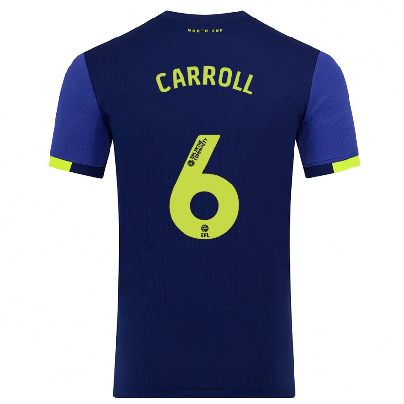 Danxen Homem Camisola Jenna Carroll #6 Azul Marinho Amarelo Alternativa 2025/26 Camisa