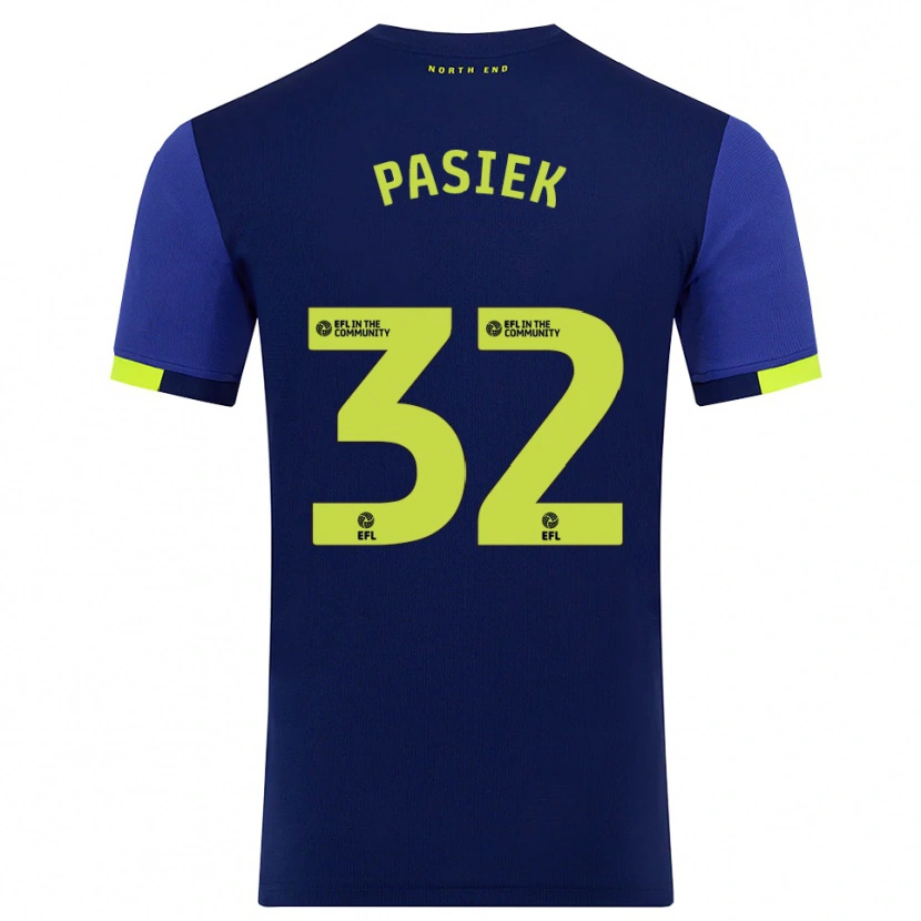Danxen Homem Camisola Kacper Pasiek #32 Azul Marinho Amarelo Alternativa 2025/26 Camisa