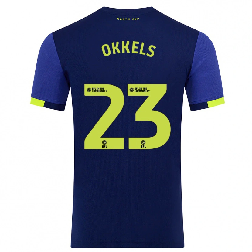 Danxen Homem Camisola Jeppe Okkels #23 Azul Marinho Amarelo Alternativa 2025/26 Camisa