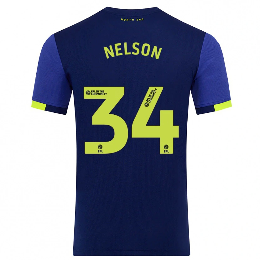 Danxen Homem Camisola Kitt Nelson #34 Azul Marinho Amarelo Alternativa 2025/26 Camisa