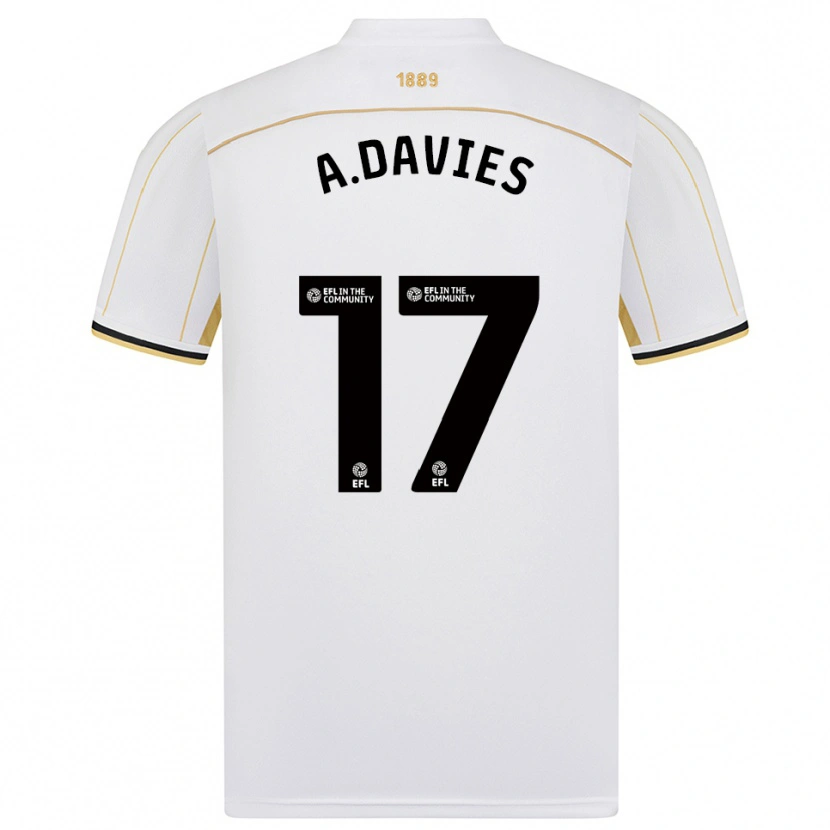 Danxen Homem Camisola Adam Davies #17 Branco Dourado Alternativa 2025/26 Camisa