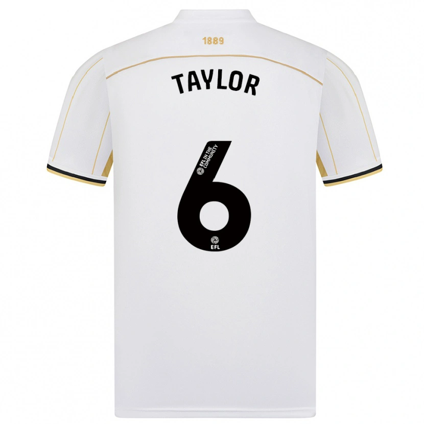 Danxen Homem Camisola Emma Taylor #6 Branco Dourado Alternativa 2025/26 Camisa