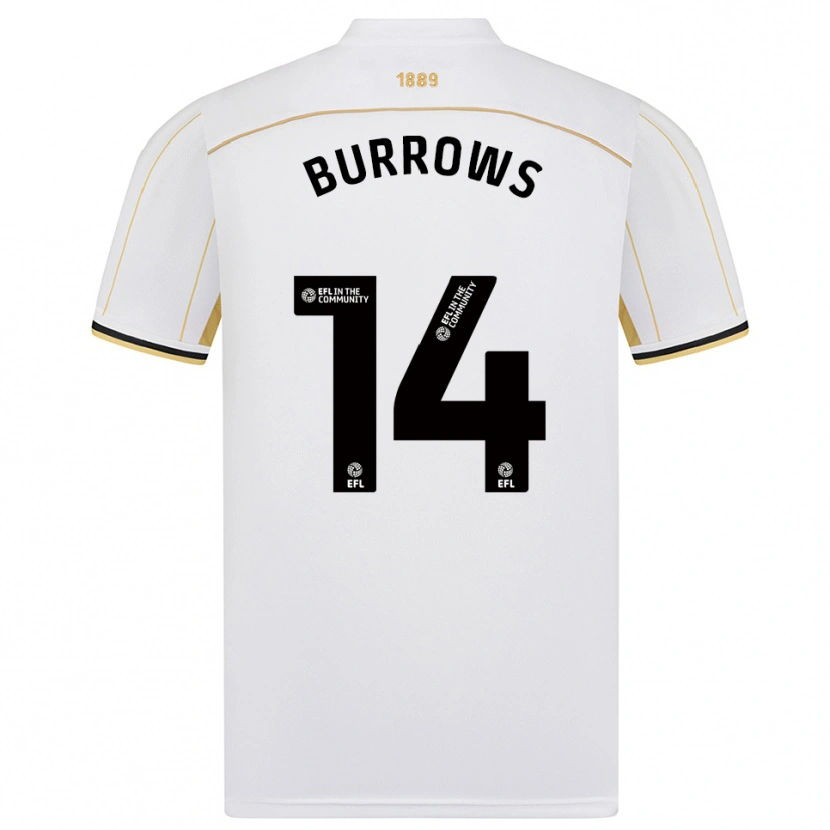 Danxen Homem Camisola Harrison Burrows #14 Branco Dourado Alternativa 2025/26 Camisa
