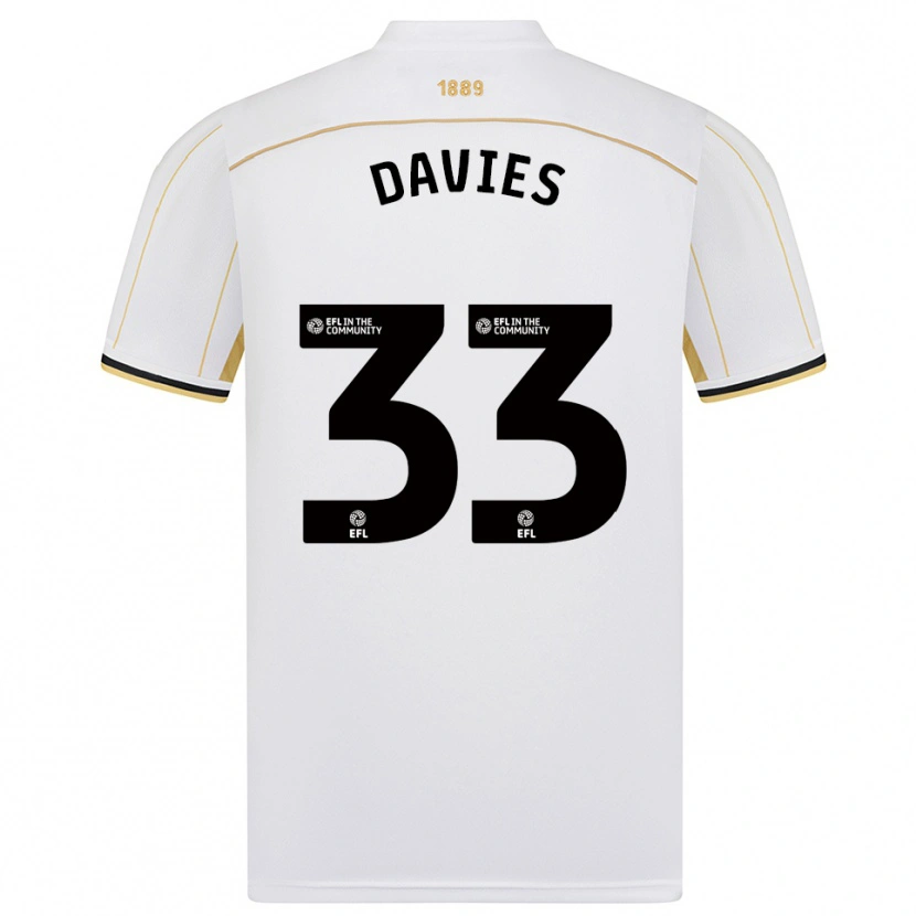 Danxen Homem Camisola Bethan Davies #33 Branco Dourado Alternativa 2025/26 Camisa