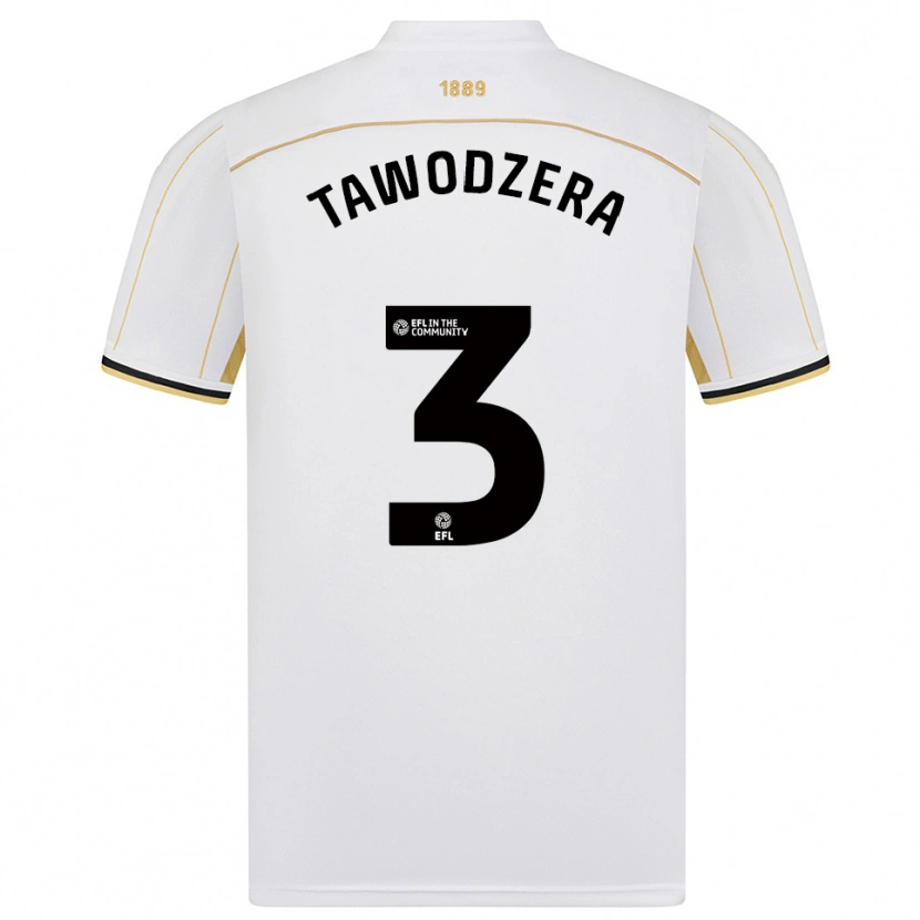 Danxen Homem Camisola Dylan Tawodzera #3 Branco Dourado Alternativa 2025/26 Camisa