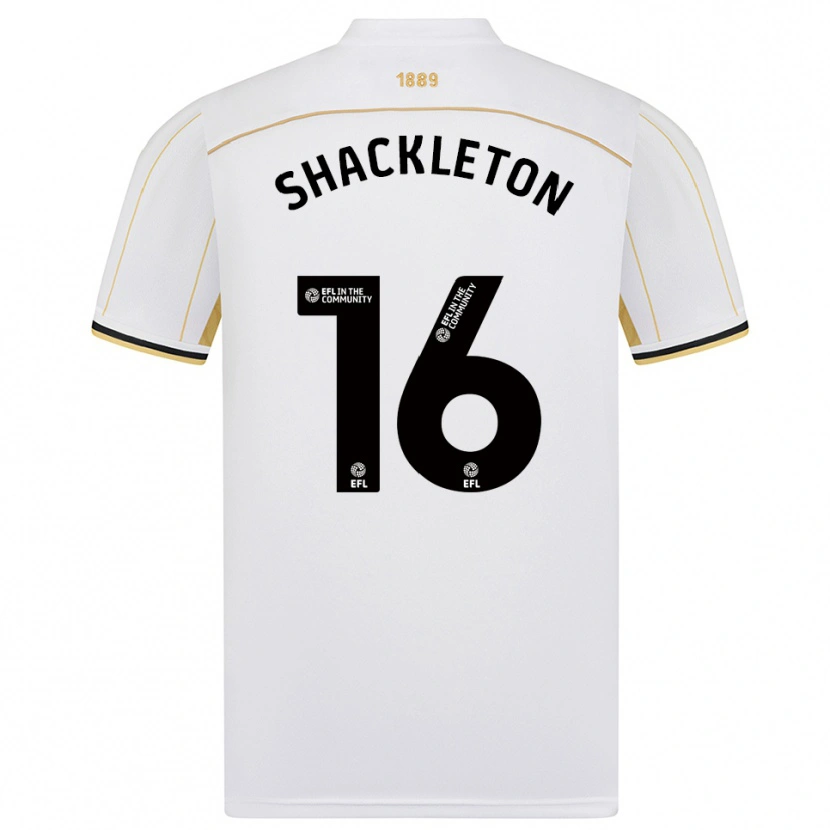 Danxen Homem Camisola Jamie Shackleton #16 Branco Dourado Alternativa 2025/26 Camisa