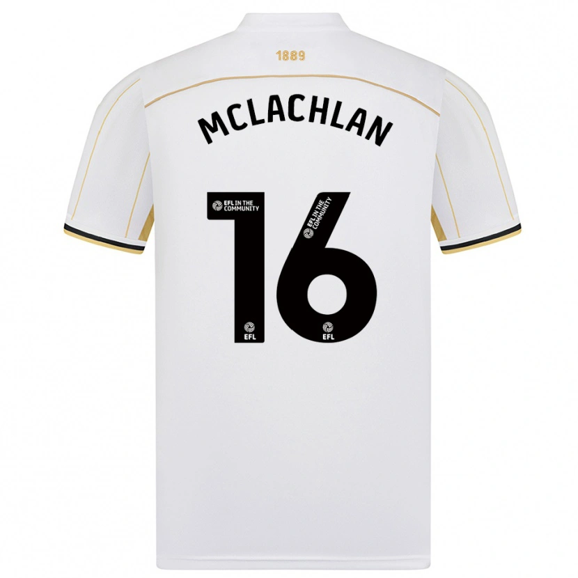 Danxen Homem Camisola Riley Mclachlan #16 Branco Dourado Alternativa 2025/26 Camisa