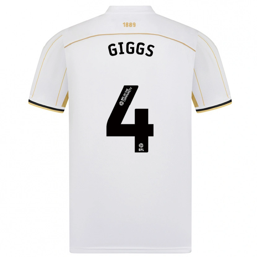 Danxen Homem Camisola Zach Giggs #4 Branco Dourado Alternativa 2025/26 Camisa