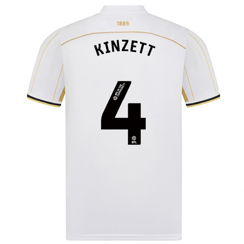 Danxen Homem Camisola Ella Kinzett #4 Branco Dourado Alternativa 2025/26 Camisa