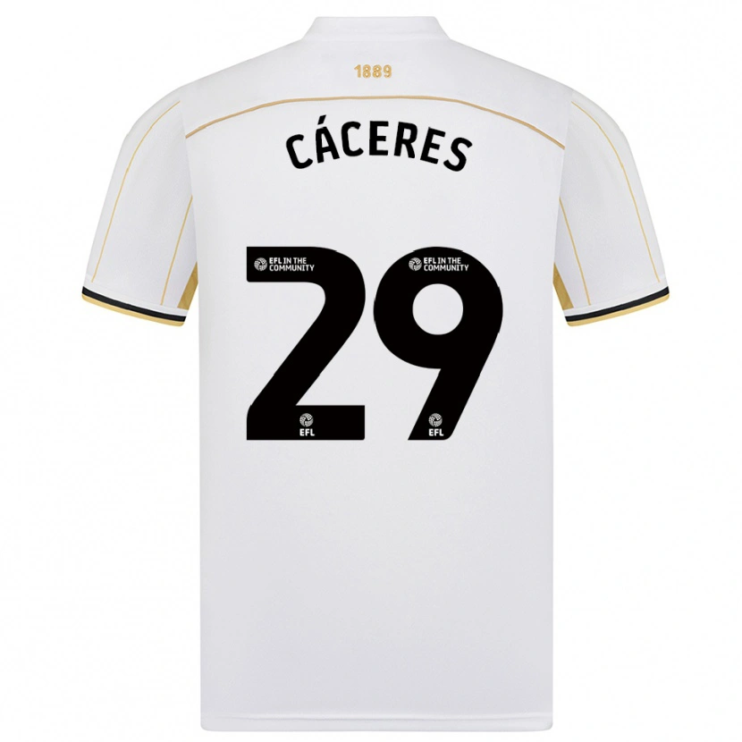 Danxen Homem Camisola Jefferson Cáceres #29 Branco Dourado Alternativa 2025/26 Camisa