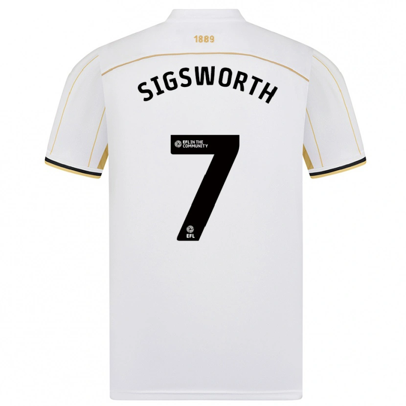 Danxen Homem Camisola Jess Sigsworth #7 Branco Dourado Alternativa 2025/26 Camisa