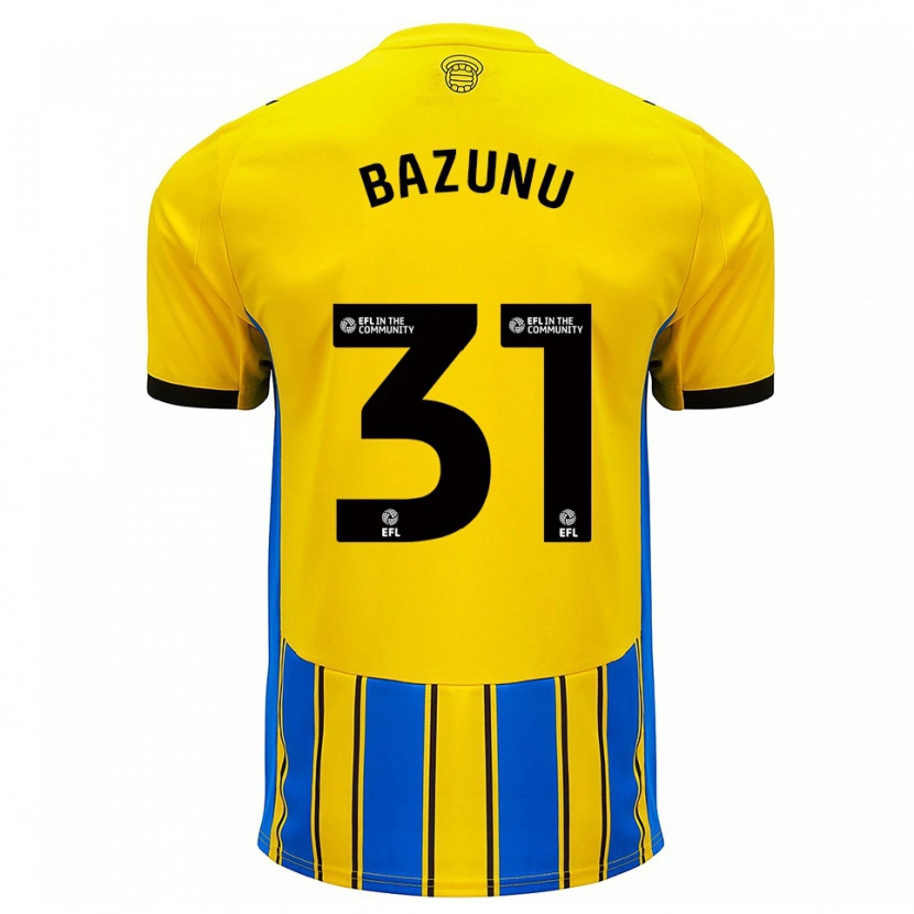 Danxen Homem Camisola Gavin Bazunu #31 Azul Amarelo Alternativa 2025/26 Camisa