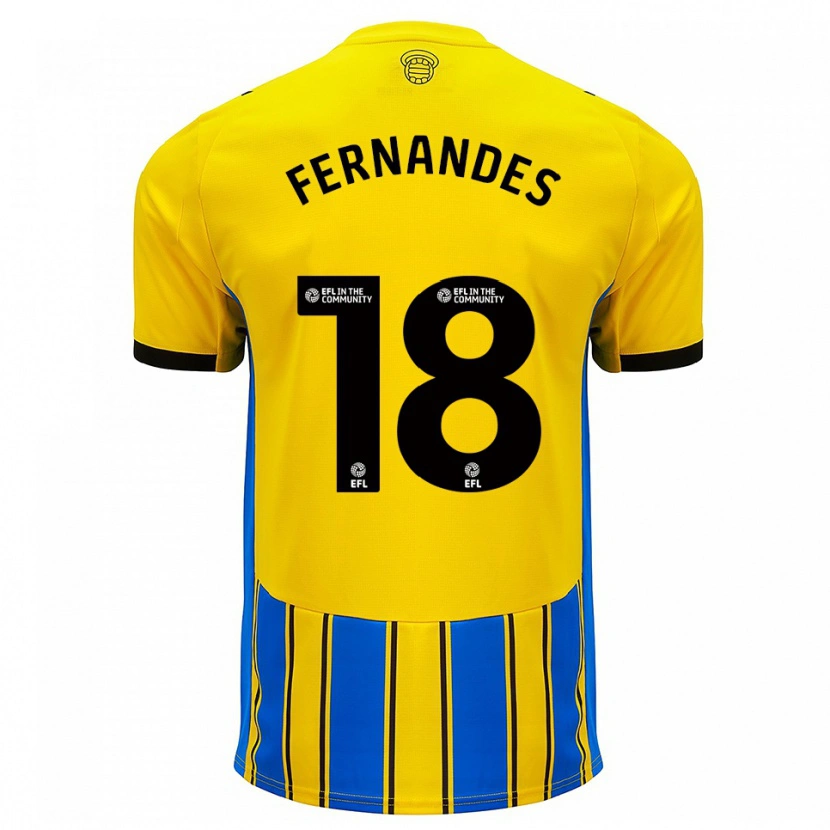 Danxen Homem Camisola Mateus Fernandes #18 Azul Amarelo Alternativa 2025/26 Camisa