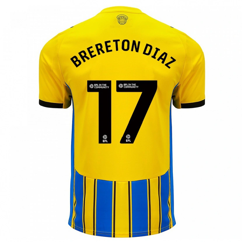 Danxen Homem Camisola Ben Brereton Díaz #17 Azul Amarelo Alternativa 2025/26 Camisa