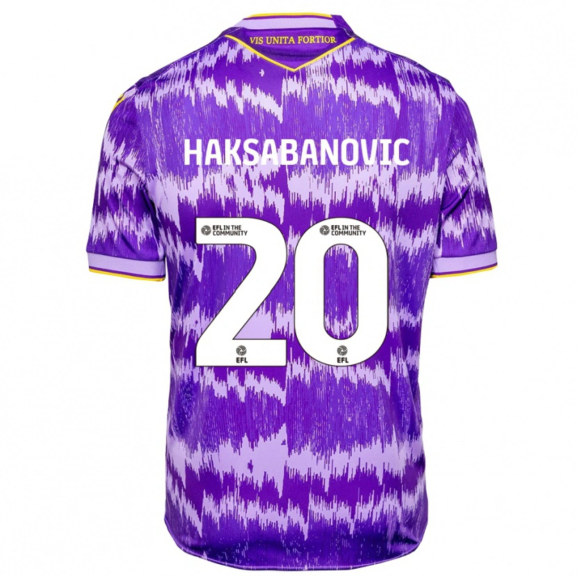 Danxen Homem Camisola Sead Hakšabanović #20 Roxo Amarelo Alternativa 2025/26 Camisa