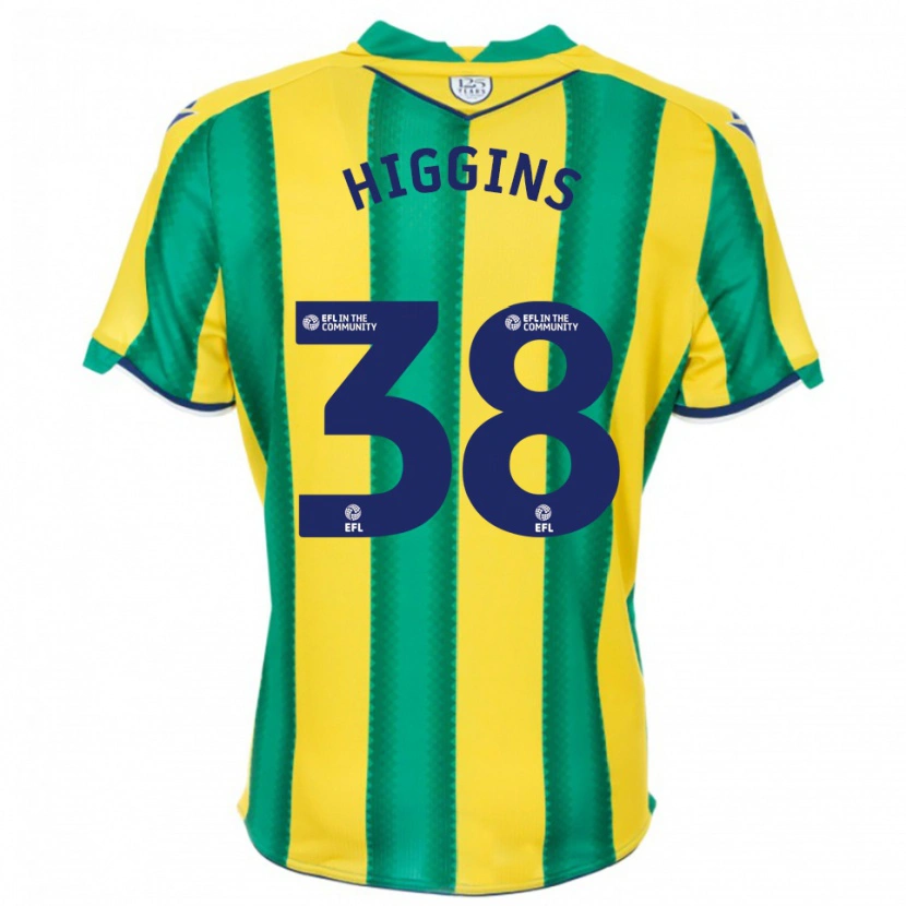 Danxen Homem Camisola Akeel Higgins #38 Amarelo Verde Alternativa 2025/26 Camisa