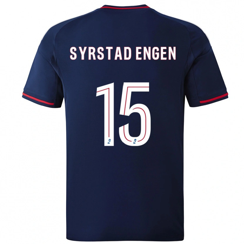 Danxen Homem Camisola Ingrid Syrstad Engen #15 Azul Marinho Vermelho Alternativa 2025/26 Camisa