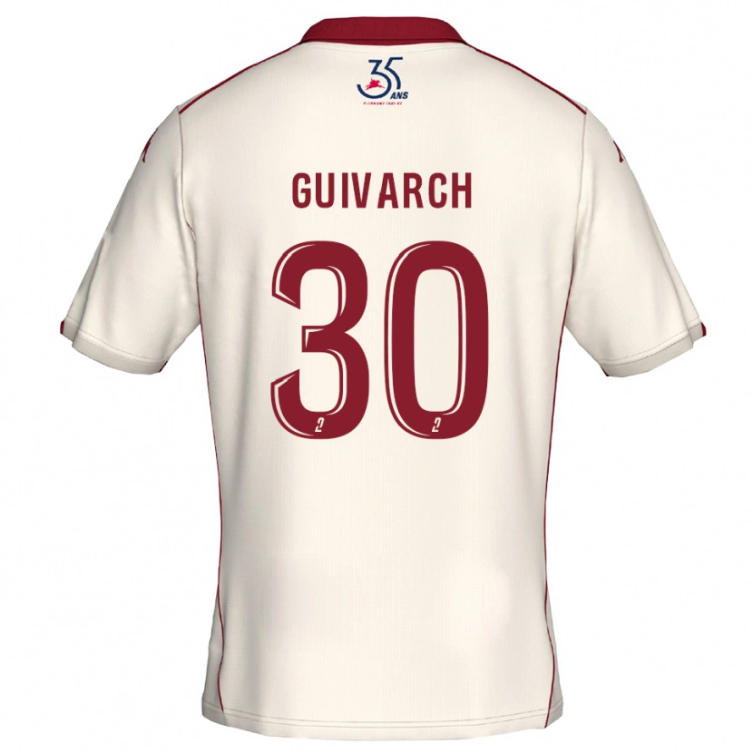 Danxen Homem Camisola Théo Guivarch #30 Branco Vinho Alternativa 2025/26 Camisa