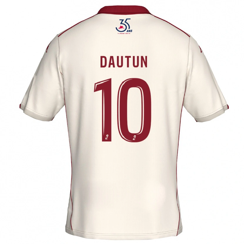 Danxen Homem Camisola Margaux Dautun #10 Branco Vinho Alternativa 2025/26 Camisa
