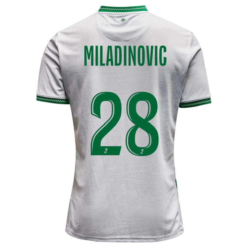 Danxen Homem Camisola Igor Miladinovic #28 Branco Verde Alternativa 2025/26 Camisa
