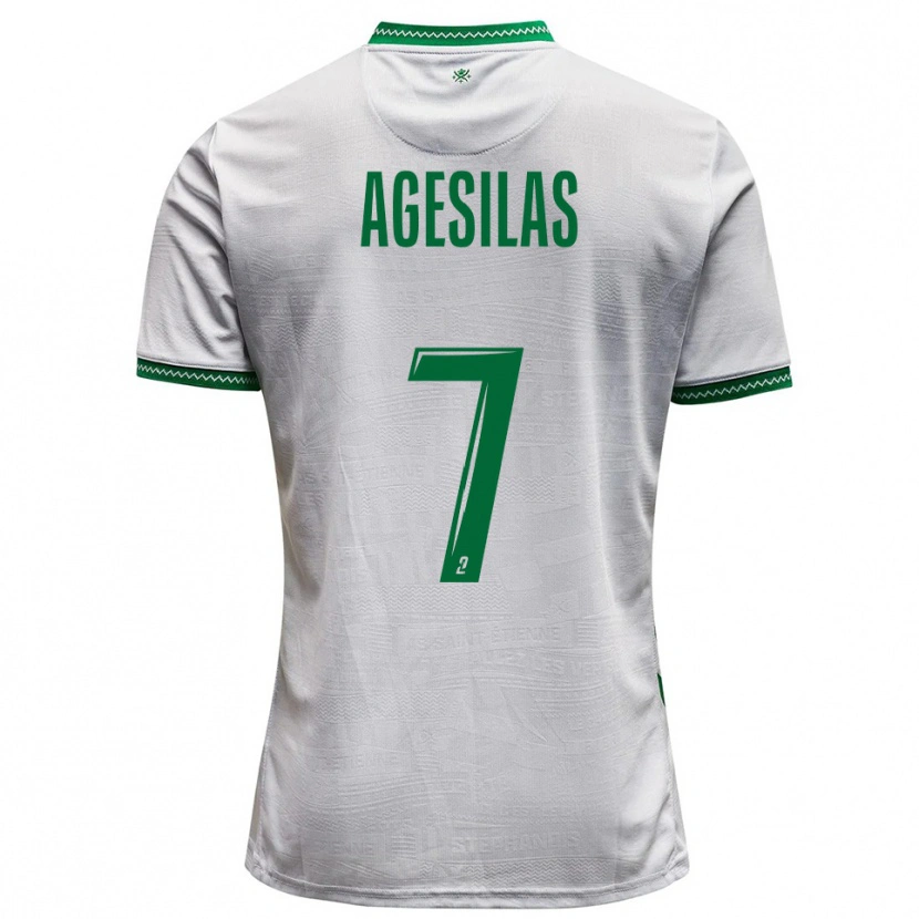 Danxen Homem Camisola Meïvyn Agesilas #7 Branco Verde Alternativa 2025/26 Camisa