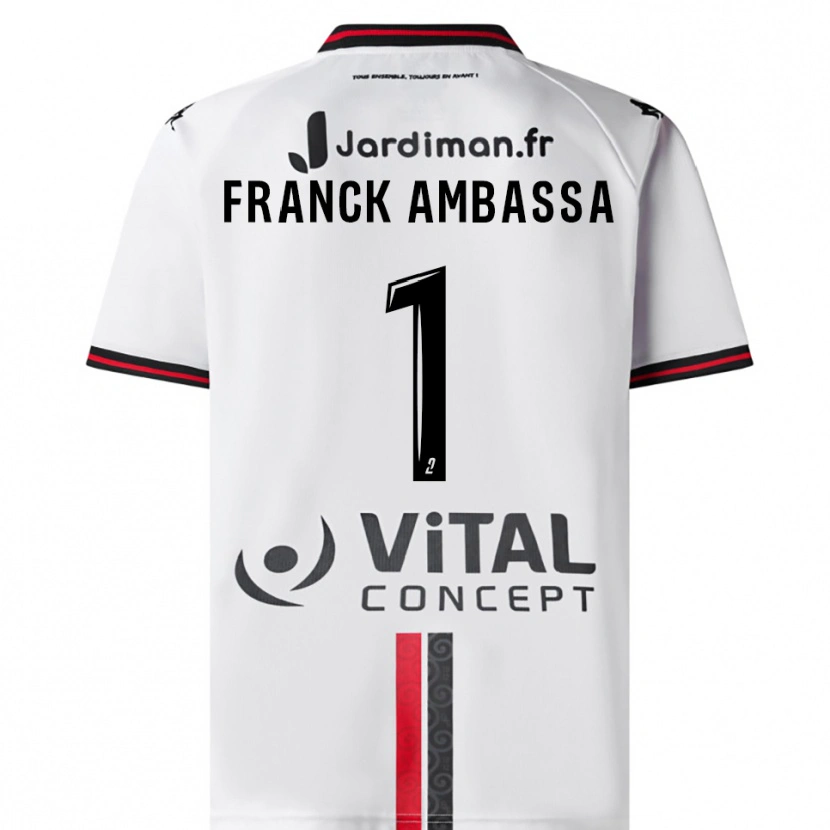 Danxen Homem Camisola Gaspard Franck Ambassa #1 Branco Vermelho Alternativa 2025/26 Camisa