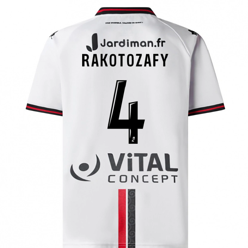 Danxen Homem Camisola Lucas Rakotozafy #4 Branco Vermelho Alternativa 2025/26 Camisa