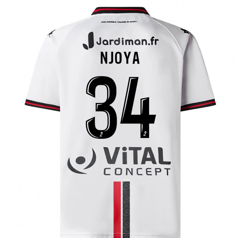 Danxen Homem Camisola Youssef Njoya #34 Branco Vermelho Alternativa 2025/26 Camisa