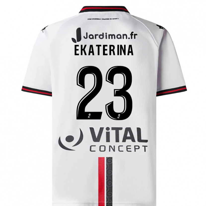Danxen Homem Camisola Tyrishkina Ekaterina #23 Branco Vermelho Alternativa 2025/26 Camisa