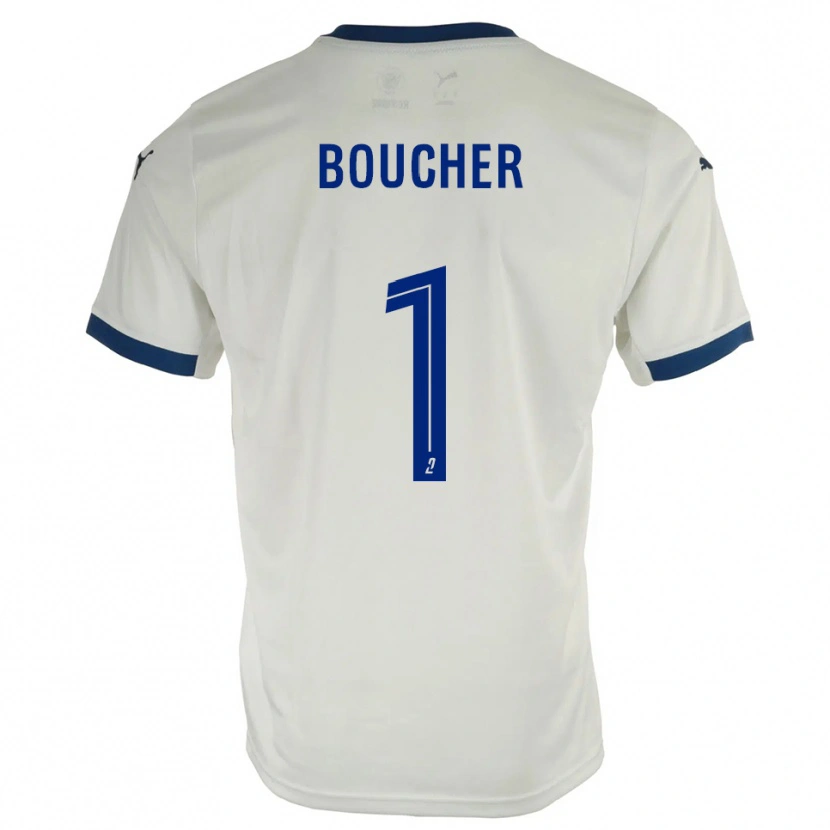 Danxen Homem Camisola Zacharie Boucher #1 Branco Azul Alternativa 2025/26 Camisa