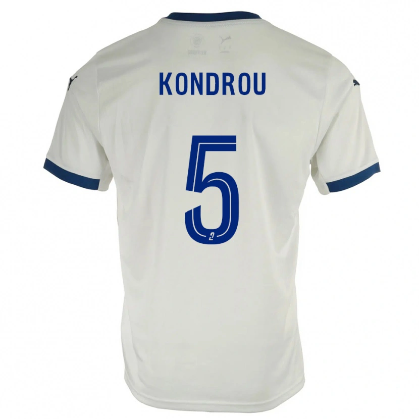 Danxen Homem Camisola David Kondrou #5 Branco Azul Alternativa 2025/26 Camisa