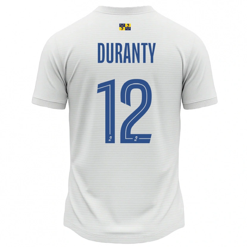 Danxen Homem Camisola Audrey Duranty #12 Branco Azul Alternativa 2025/26 Camisa