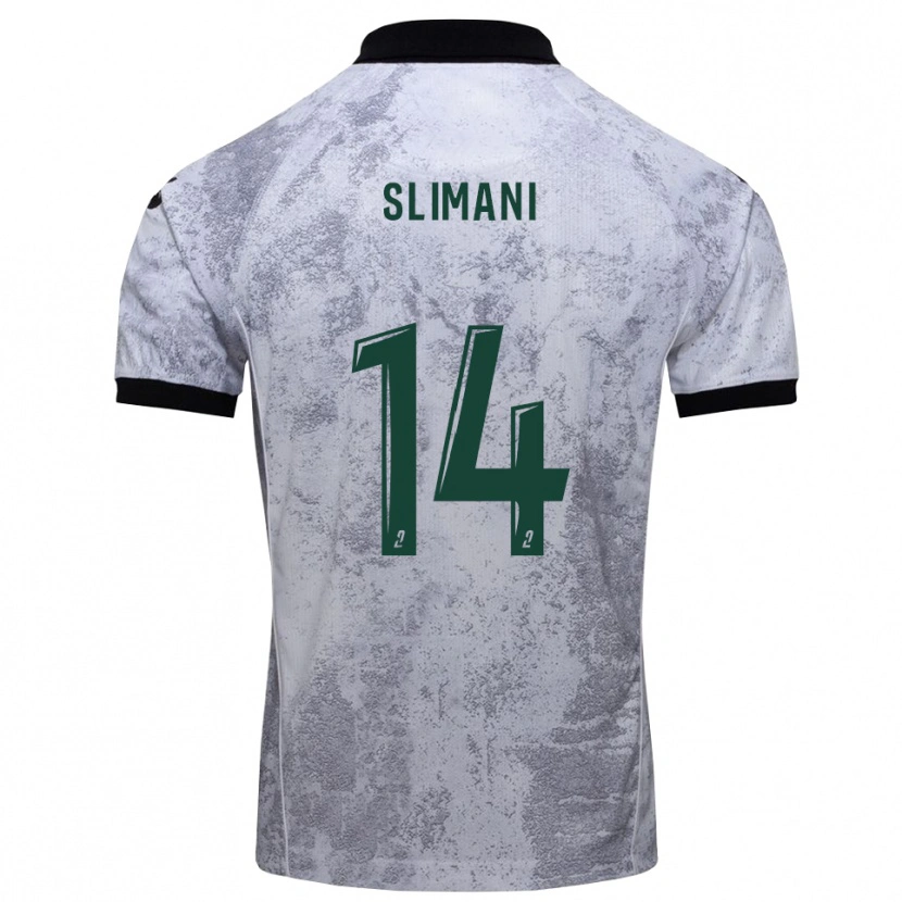 Danxen Homem Camisola Rayan Slimani #14 Branco Preto Alternativa 2025/26 Camisa