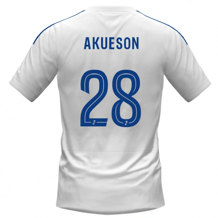 Danxen Homem Camisola Gustave Akueson #28 Branco Azul Alternativa 2025/26 Camisa