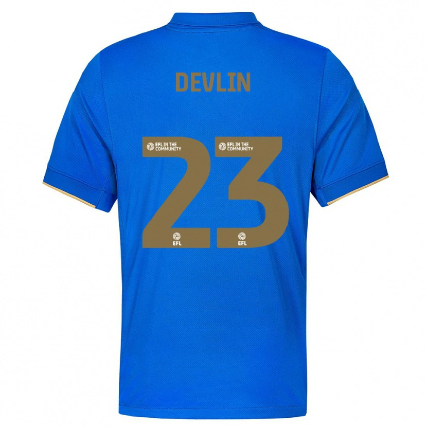 Danxen Mulher Camisola Charlotte Devlin #23 Azul Dourado Principal 2025/26 Camisa