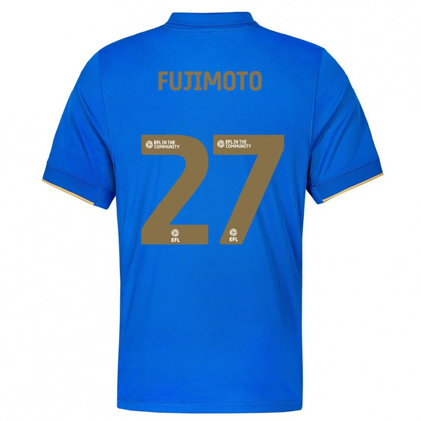 Danxen Mulher Camisola Kanya Fujimoto #27 Azul Dourado Principal 2025/26 Camisa